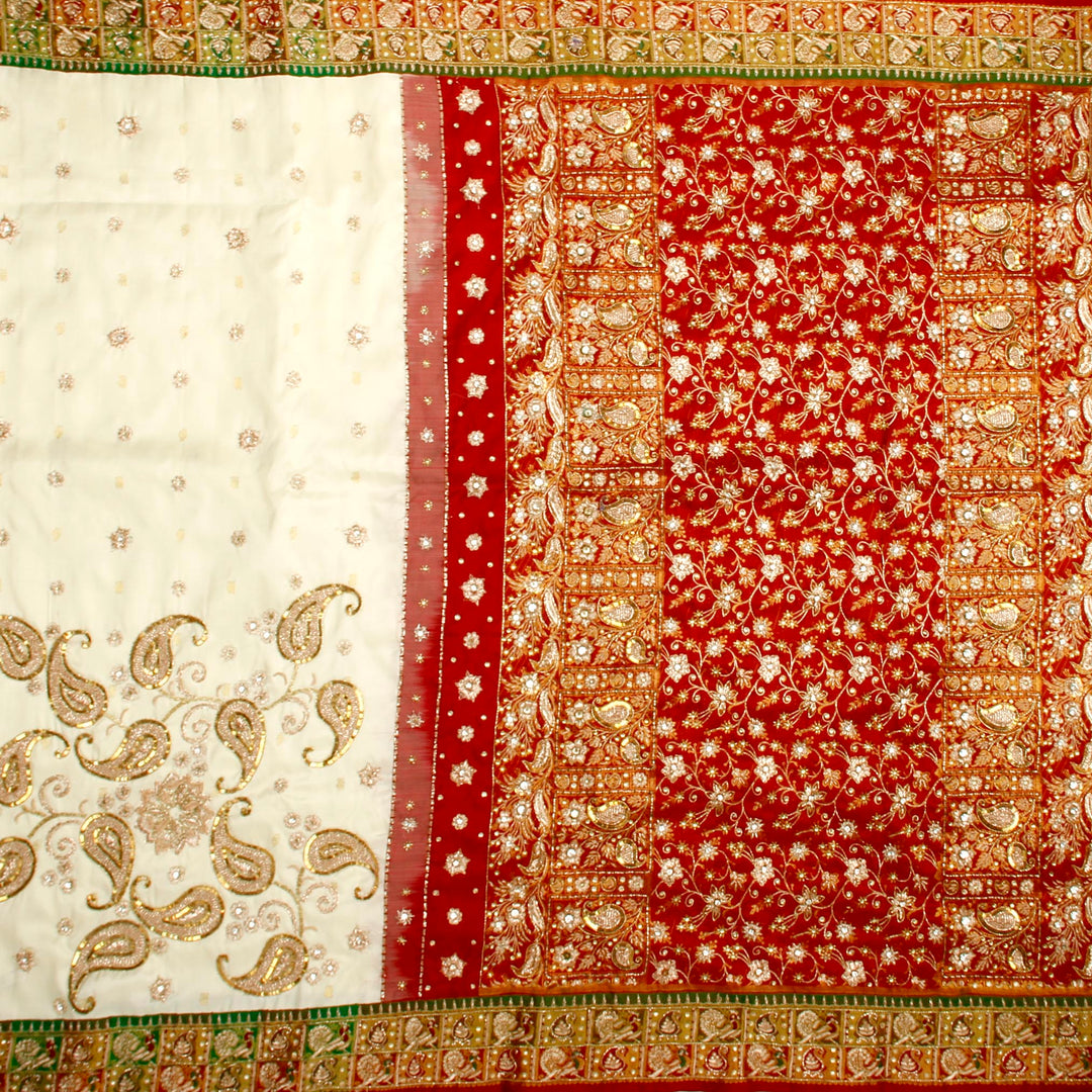 Kuberan White and Red Fancy Saree