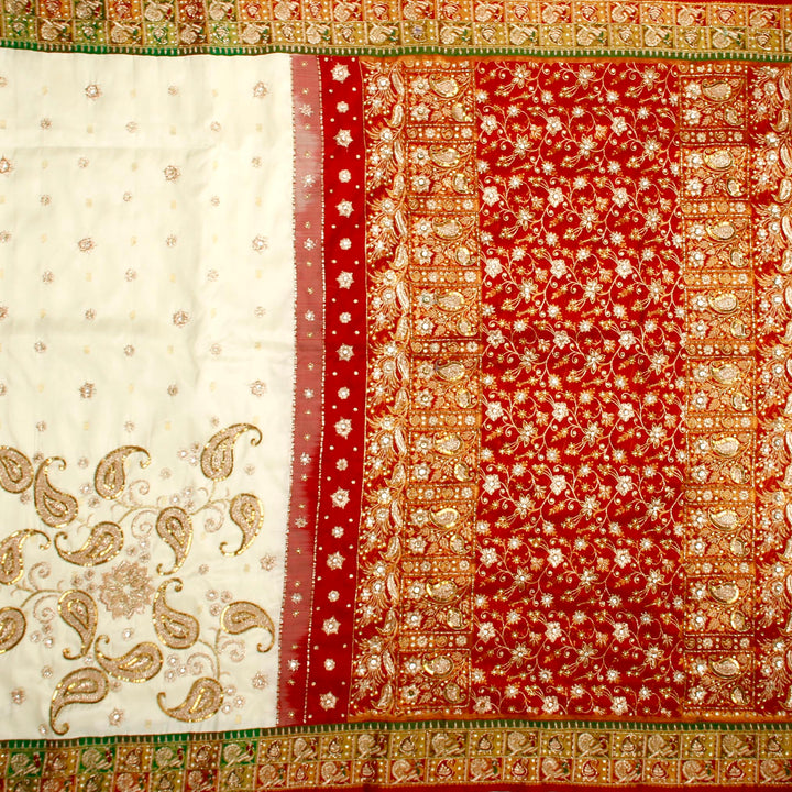Kuberan White and Red Fancy Saree