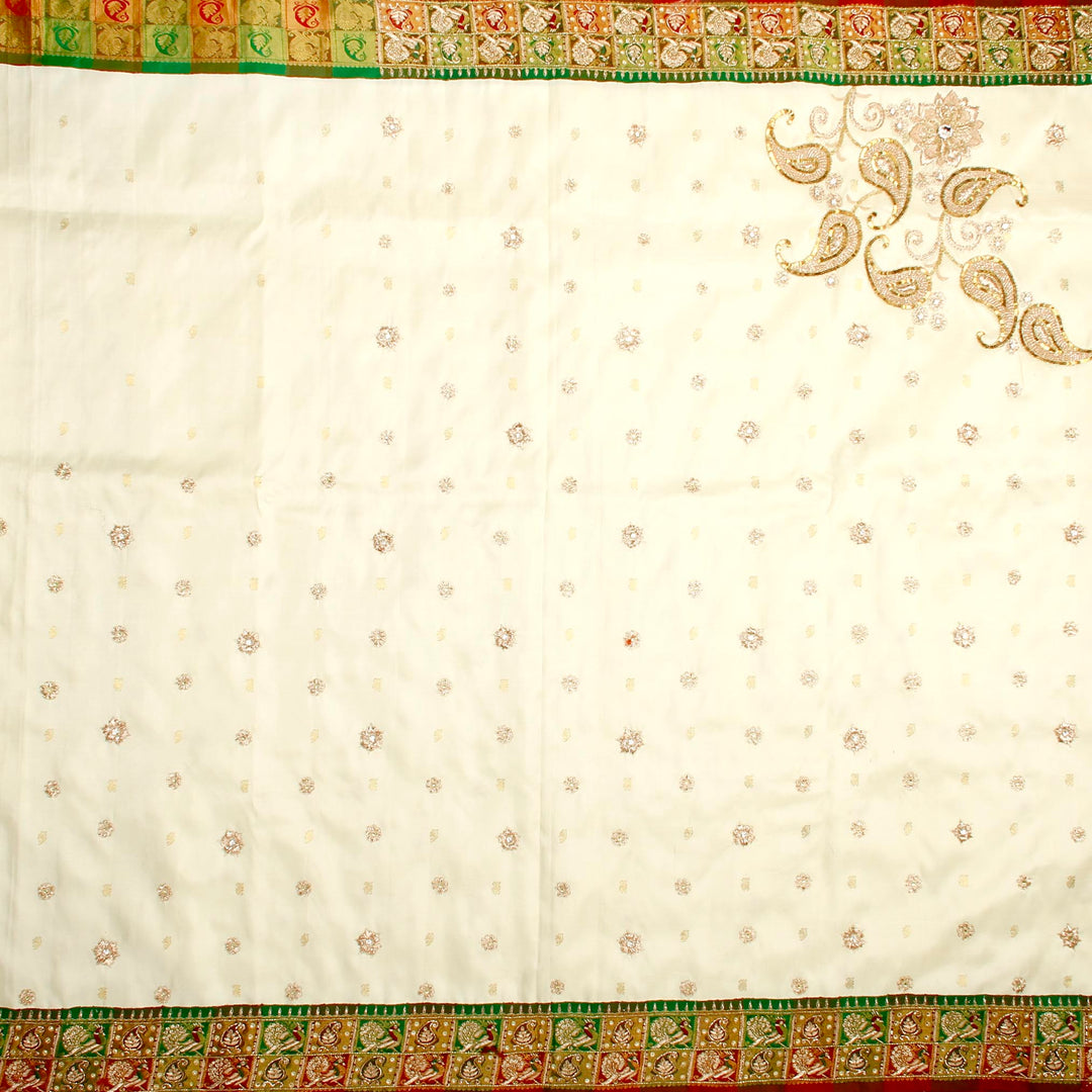 Kuberan White and Red Fancy Saree