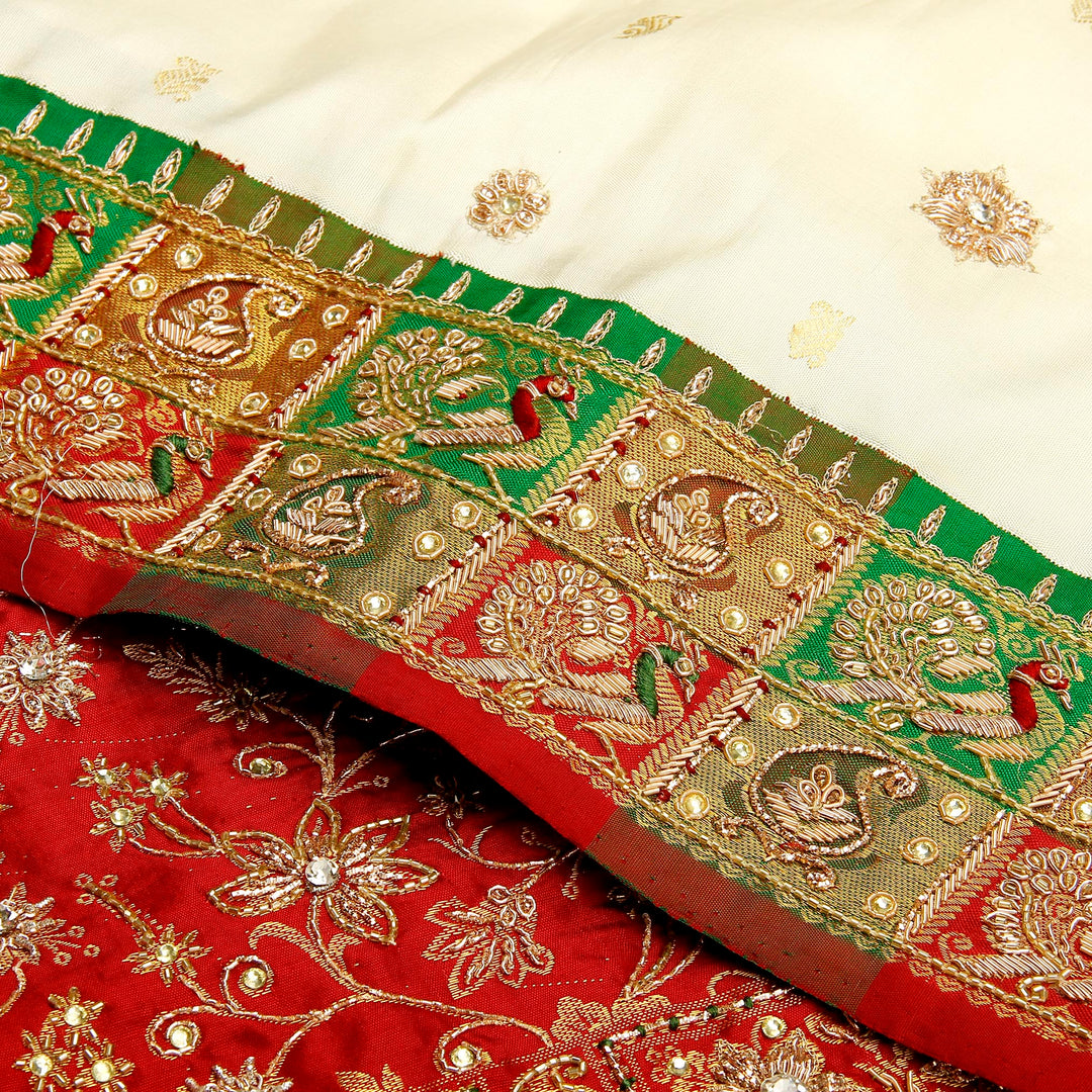 Kuberan White and Red Fancy Saree