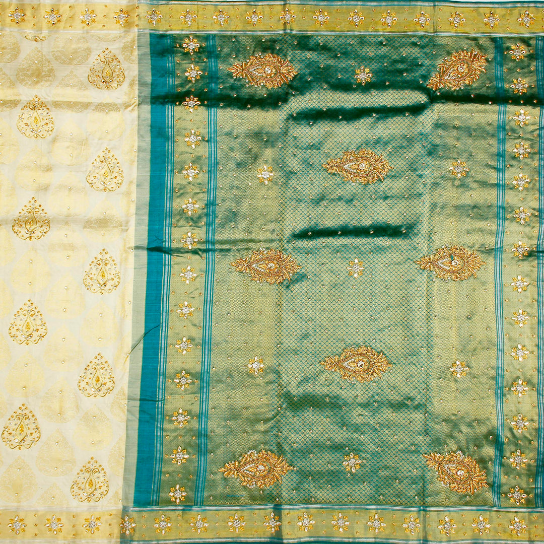 Kuberan White and Blue Fancy Saree