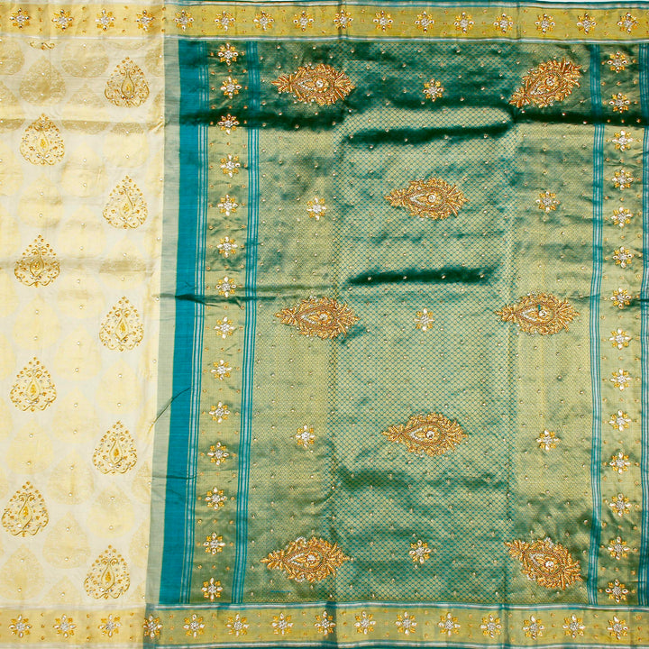 Kuberan White and Blue Fancy Saree