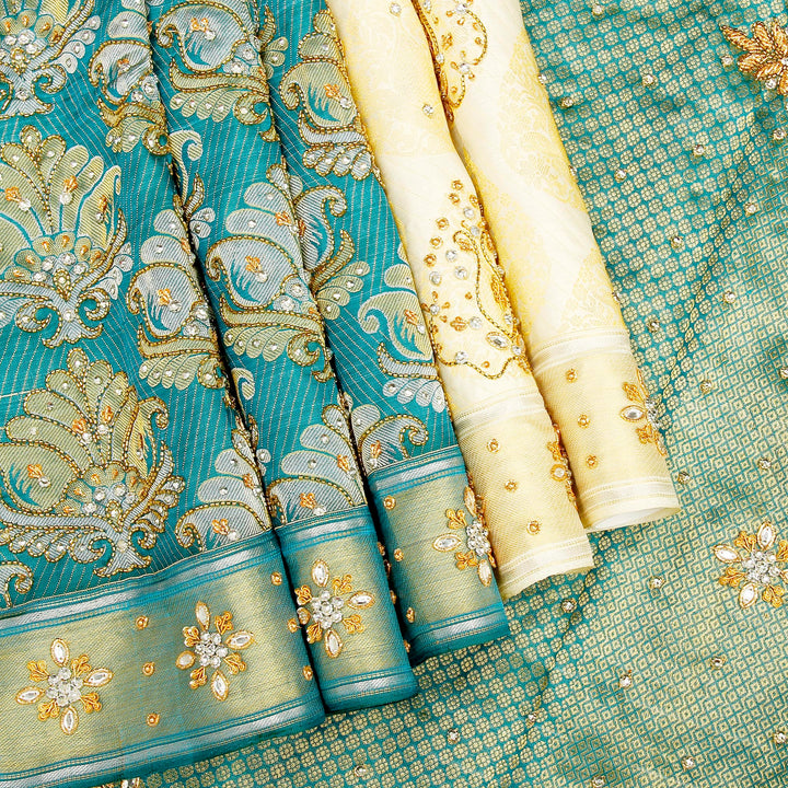 Kuberan White and Blue Fancy Saree