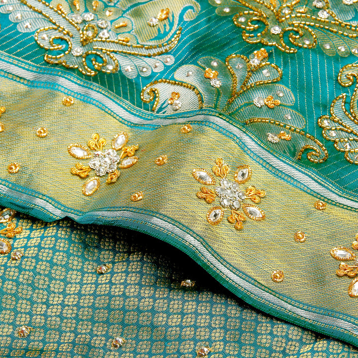 Kuberan White and Blue Fancy Saree