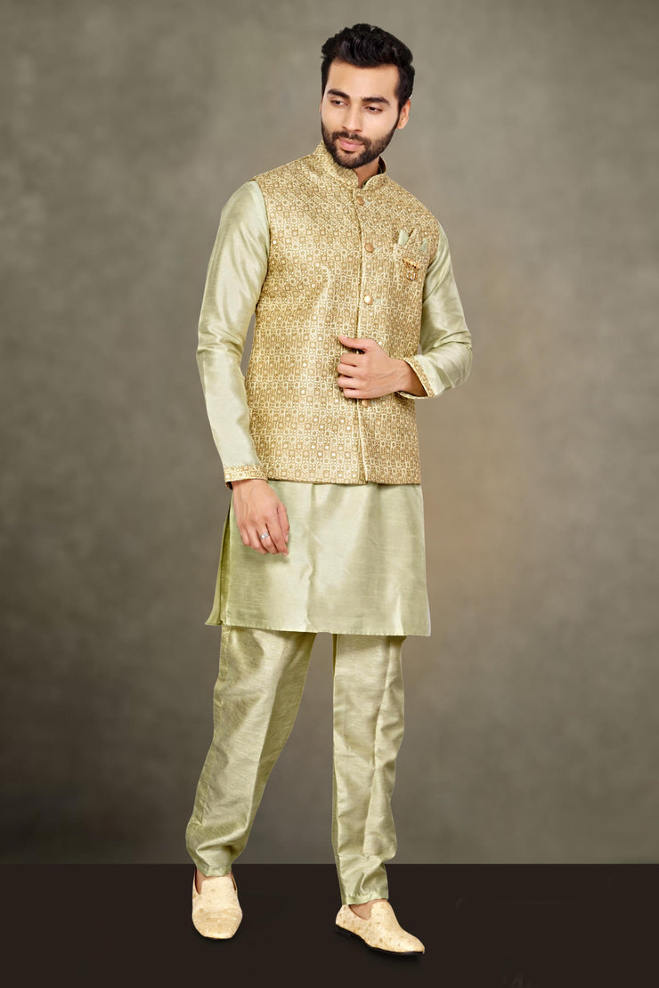 Kuberan Gold Colour Raw Silks Kurta