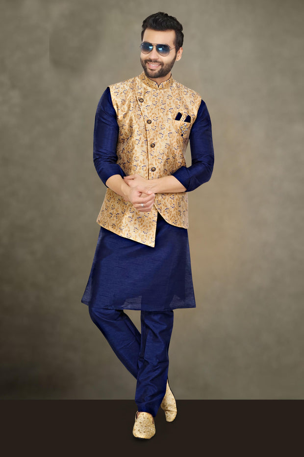KUBERAN ROYAL BLUE RAW SILKS KURT