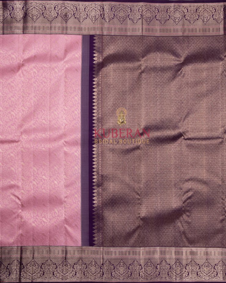 Kuberan Pink With Purple Kanchivaram Silk Saree