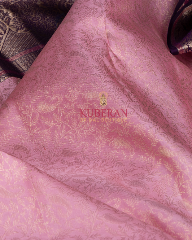 KUBERAN PINK  WITH PURPLE KANCHIVARAM SILK SAREE