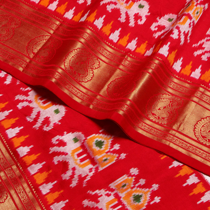 Kuberan White Red Pochampally Silk Saree