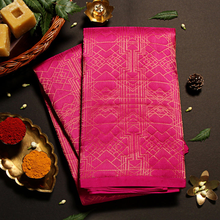 Kuberan Pink Kanchivaram Silk Saree