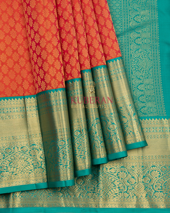 Kuberan Peach Pink Kanchivaram Silk Saree