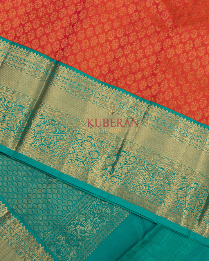 Kuberan Peach Pink Kanchivaram Silk Saree