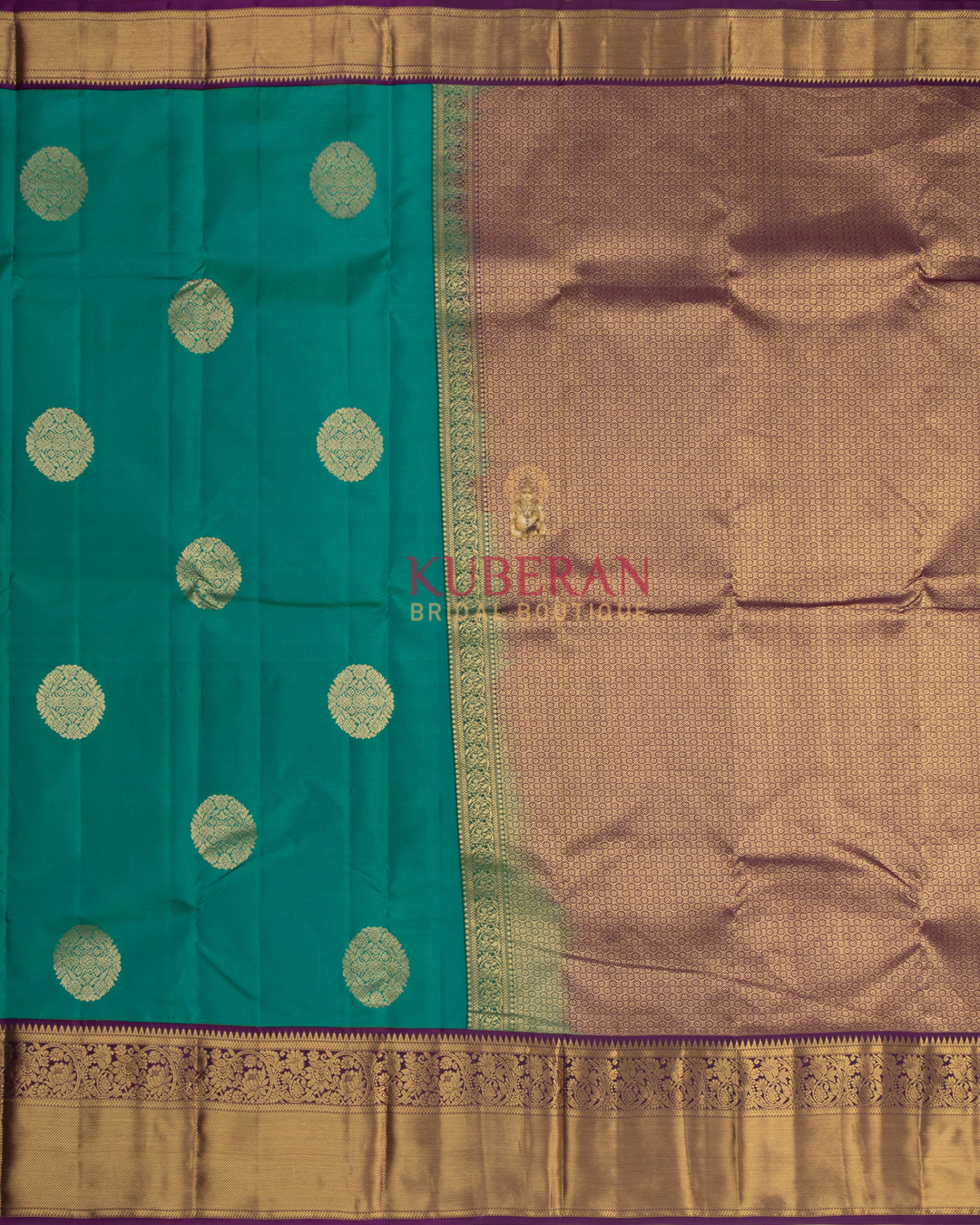 Kuberan Turquoise Saree Blue Kanchivaram Silk Saree
