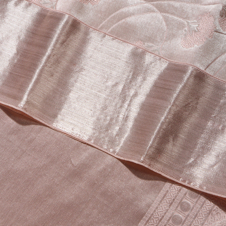 Kuberan Light Peach Colour Kanchivaram Silk Saree