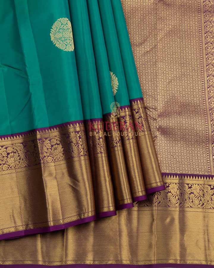 Kuberan Turquoise Saree Blue Kanchivaram Silk Saree