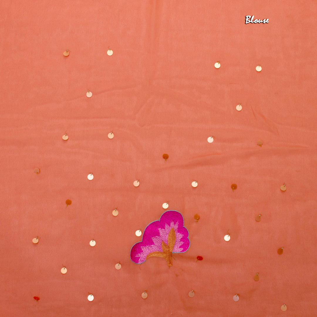 Kuberan Onion Pink Chiffon Saree