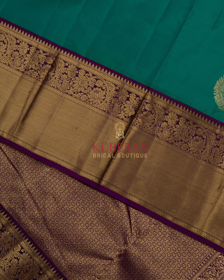 Kuberan Turquoise Saree Blue Kanchivaram Silk Saree