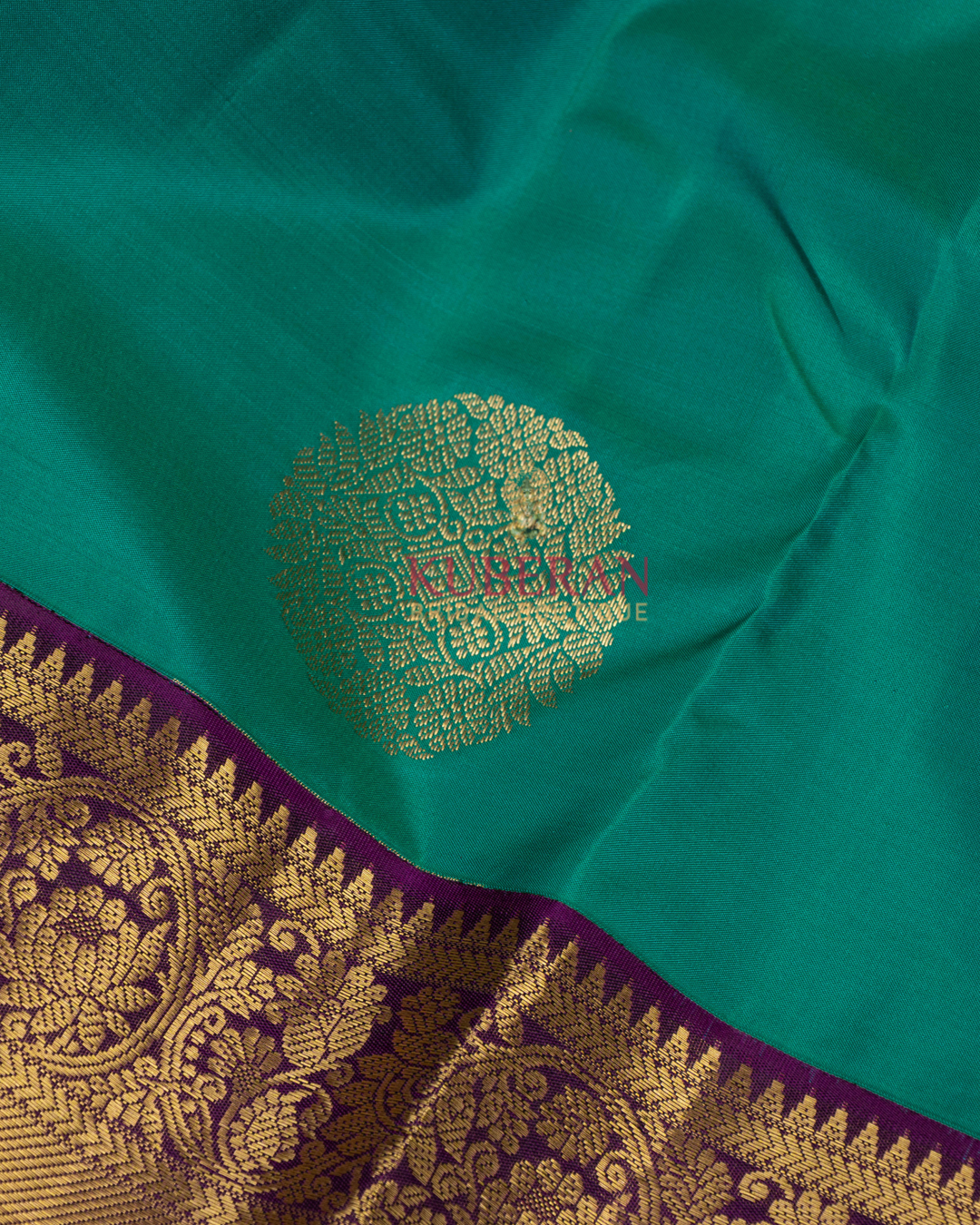 Kuberan Turquoise Saree Blue Kanchivaram Silk Saree