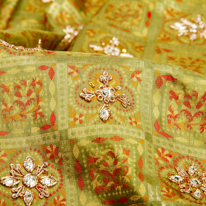 Kuberan Parrot Green Fancy Saree