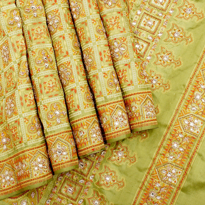 Kuberan Parrot Green Fancy Saree