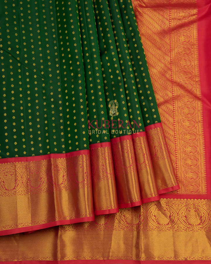 Kuberan Dark Green Kanchivaram Silk Saree