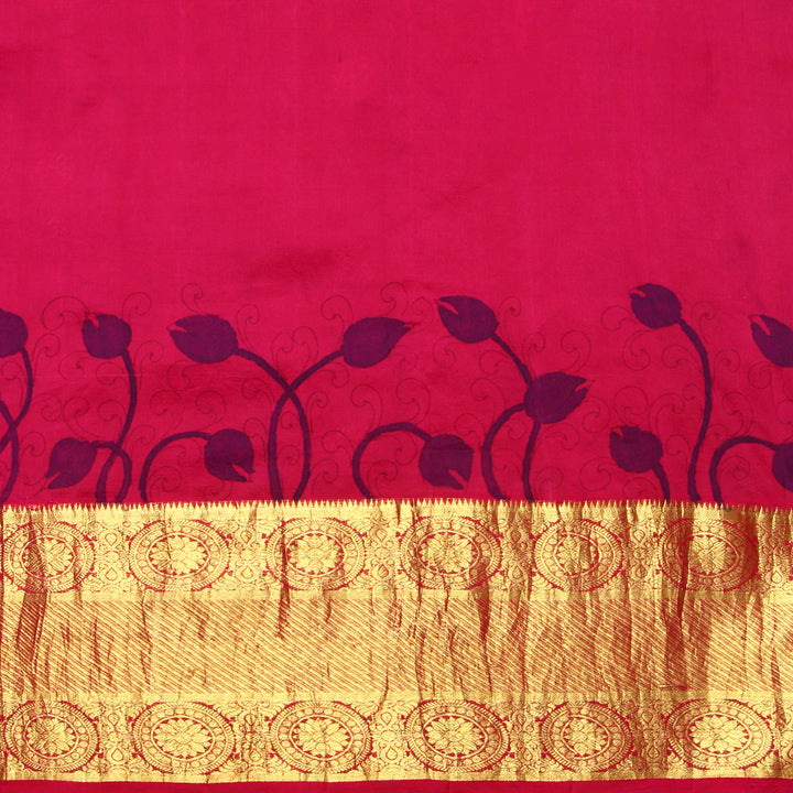 Kuberan Light Green Kalamkari Kanchipuram Silk Saree