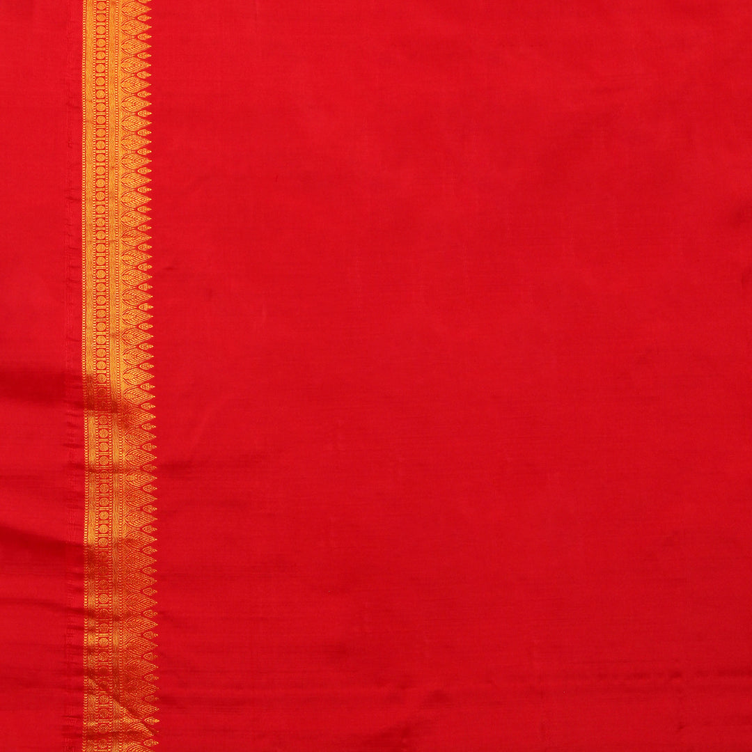 Cream Red Kanchivaram Silk Saree 