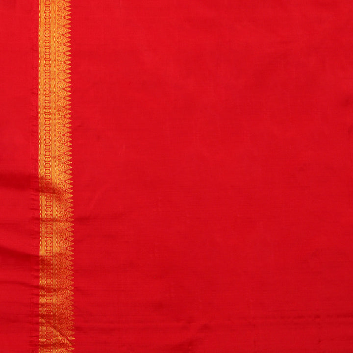 Cream Red Kanchivaram Silk Saree 