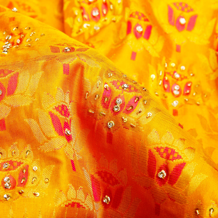 Kuberan Bright Yellow Fancy Saree