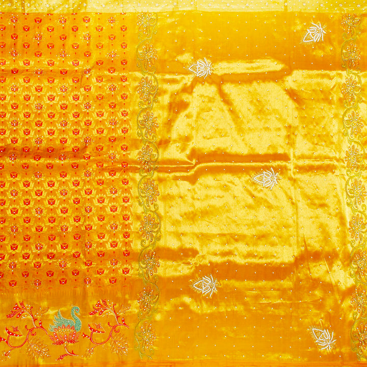 Kuberan Bright Yellow Fancy Saree