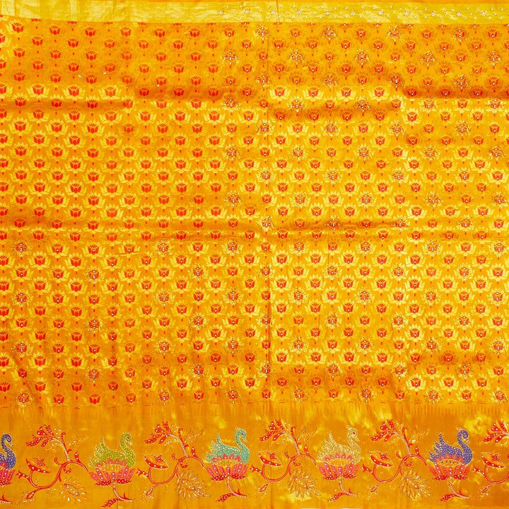 Kuberan Bright Yellow Fancy Saree