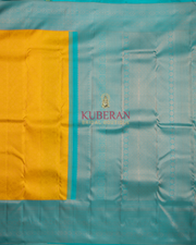 KUBERAN yellow WITH blue KANCHIVARAM SILK SAREE