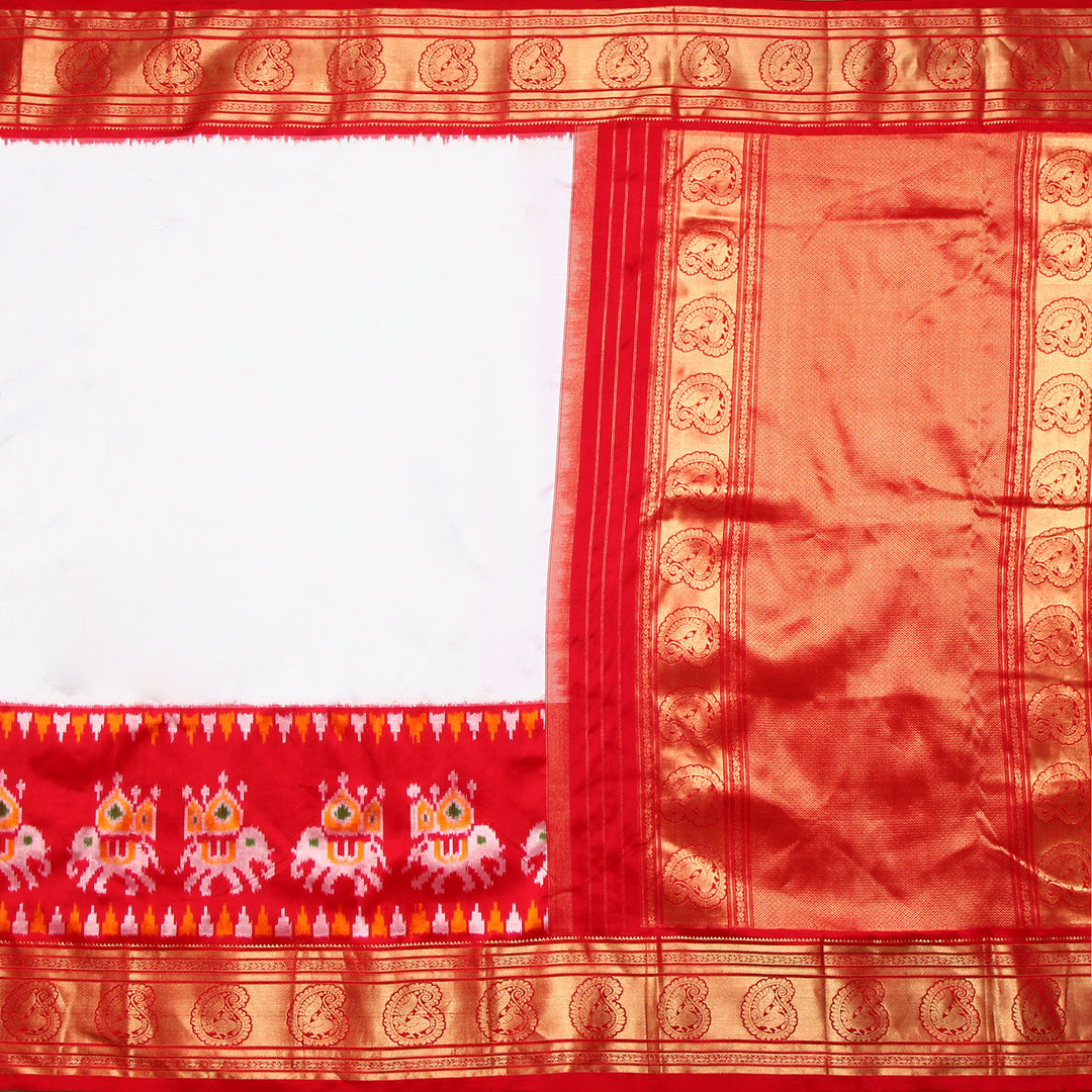 Kuberan White Red Pochampally Silk Saree