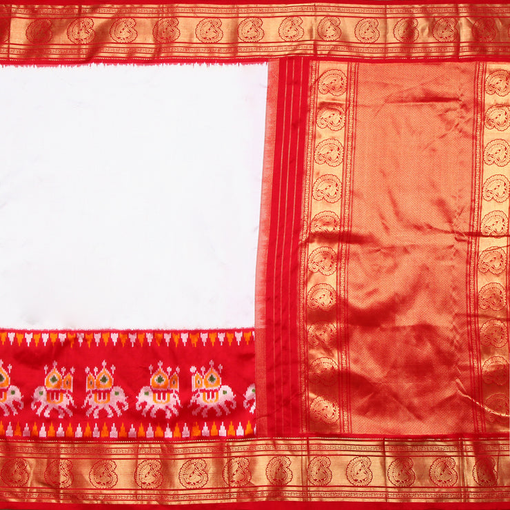Kuberan White Red Pochampally Silk Saree