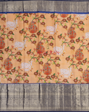 Kuberan Light Peach Kalamkari Prints Kanchipuram Silk Saree