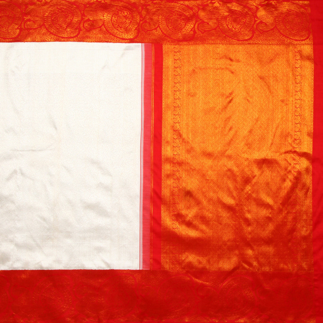 Kuberan White Red Kanchivaram Silk Saree