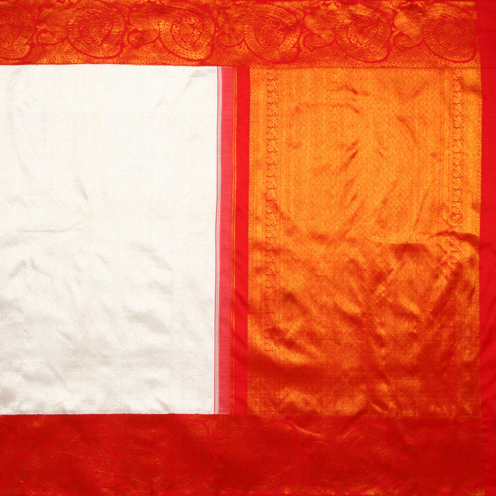 Kuberan White Red Kanchivaram Silk Saree