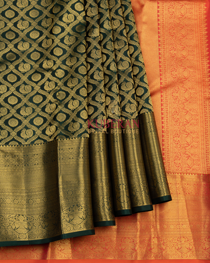 Kuberan Dark Green Kanchivaram Silk Saree