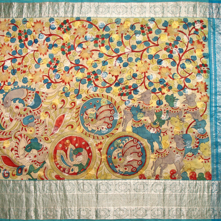 Kuberan Kalamkari Kanchipuram Silk Saree
