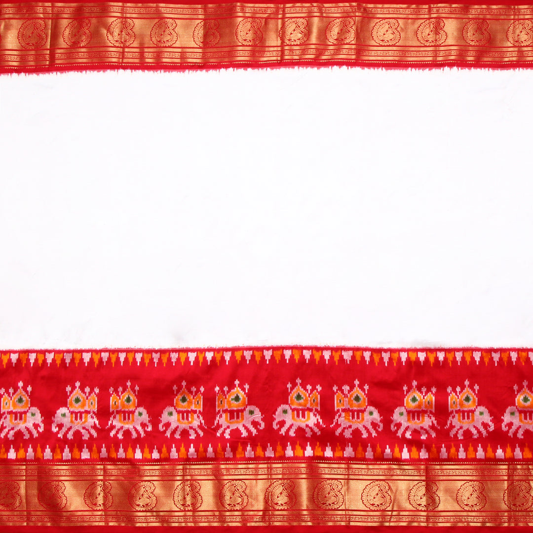 Kuberan White Red Pochampally Silk Saree