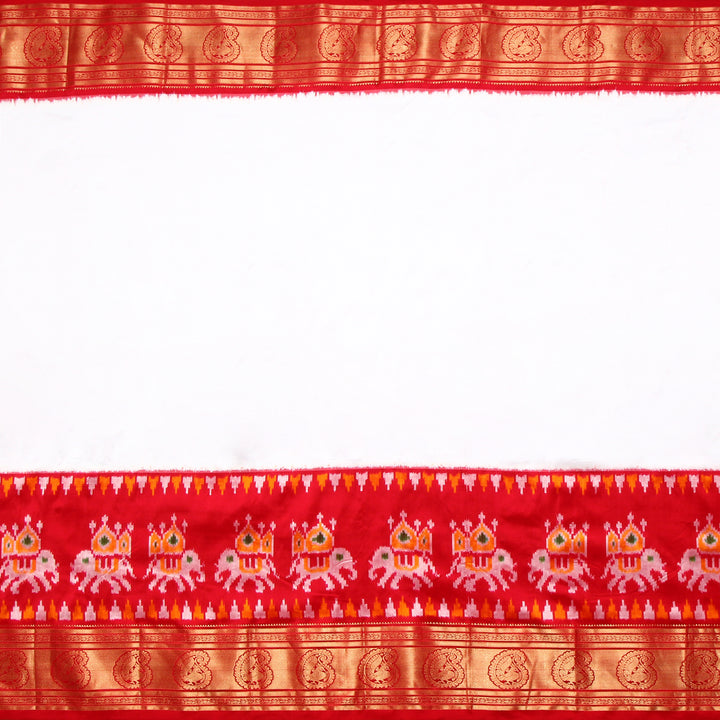 Kuberan White Red Pochampally Silk Saree