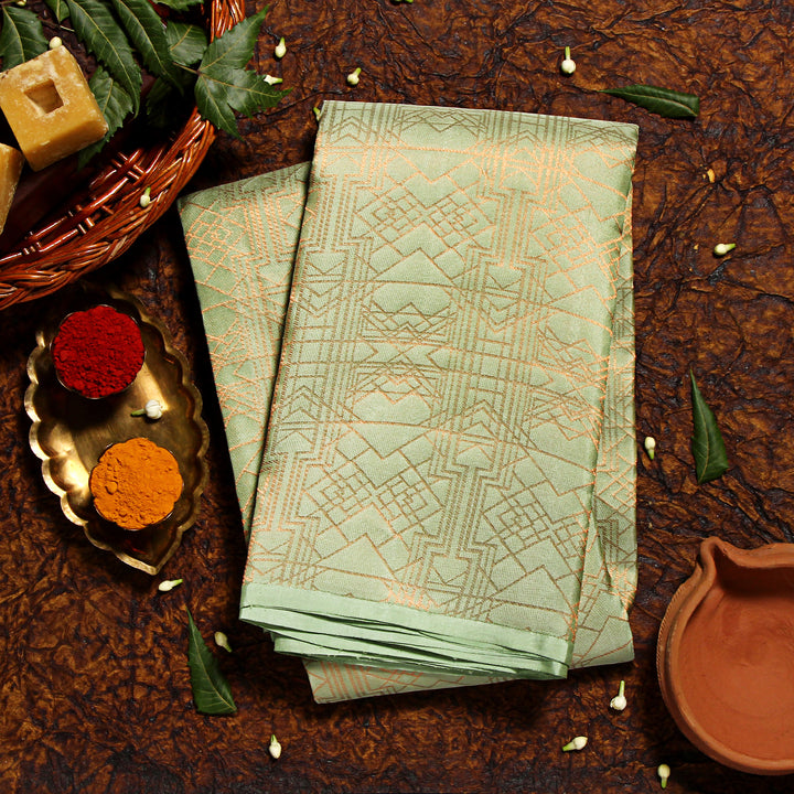 Kuberan Light Pista Green Kanchivaram Silk Saree