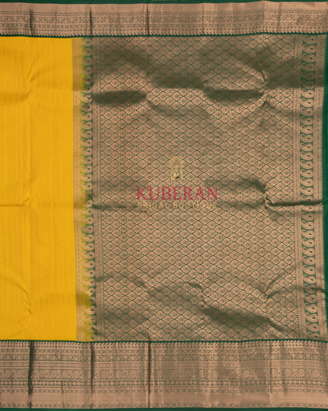 Kuberan Yellow With Green Kanchivaram Silk Saree