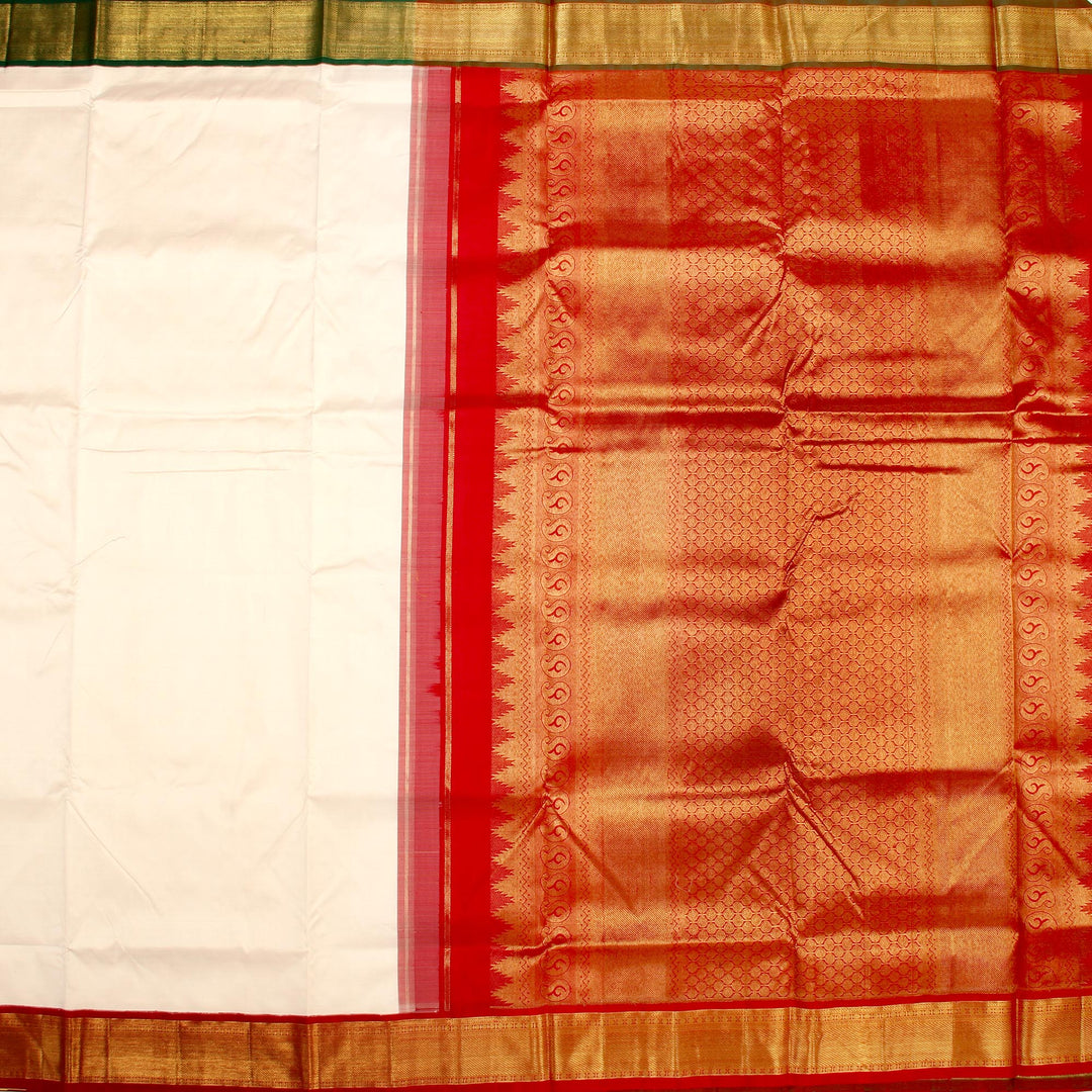 Kuberan Red White 9 Yards Silk Saree