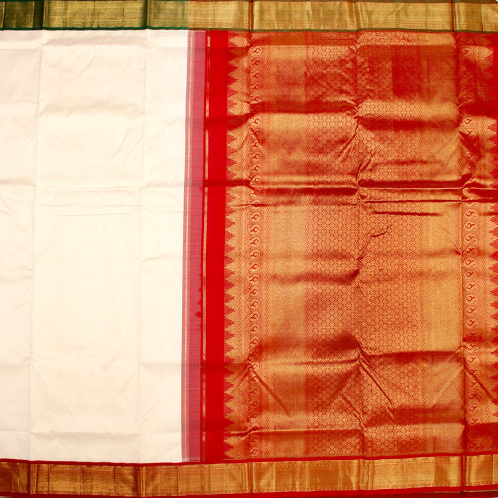 Kuberan Red White 9 Yards Silk Saree