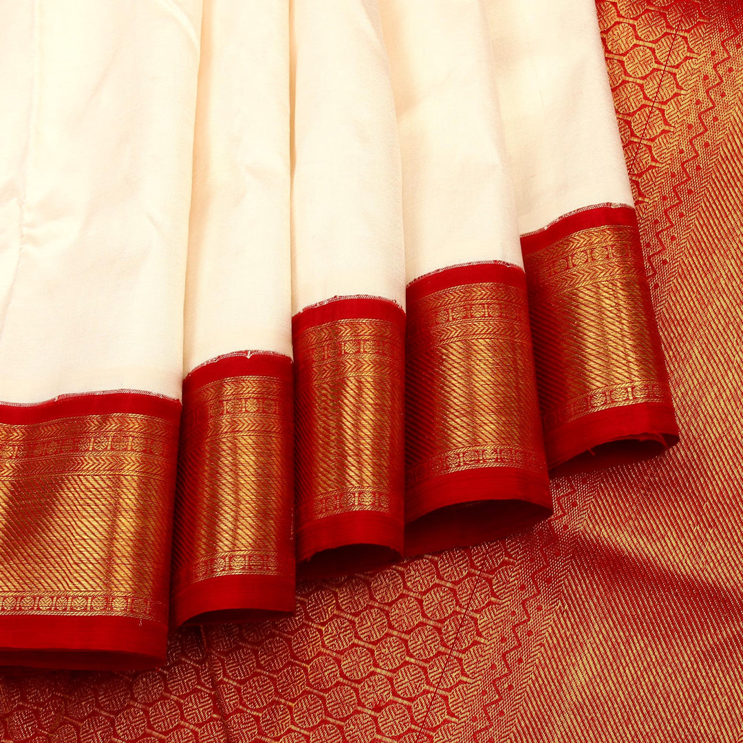 Kuberan Red White 9 Yards Silk Saree
