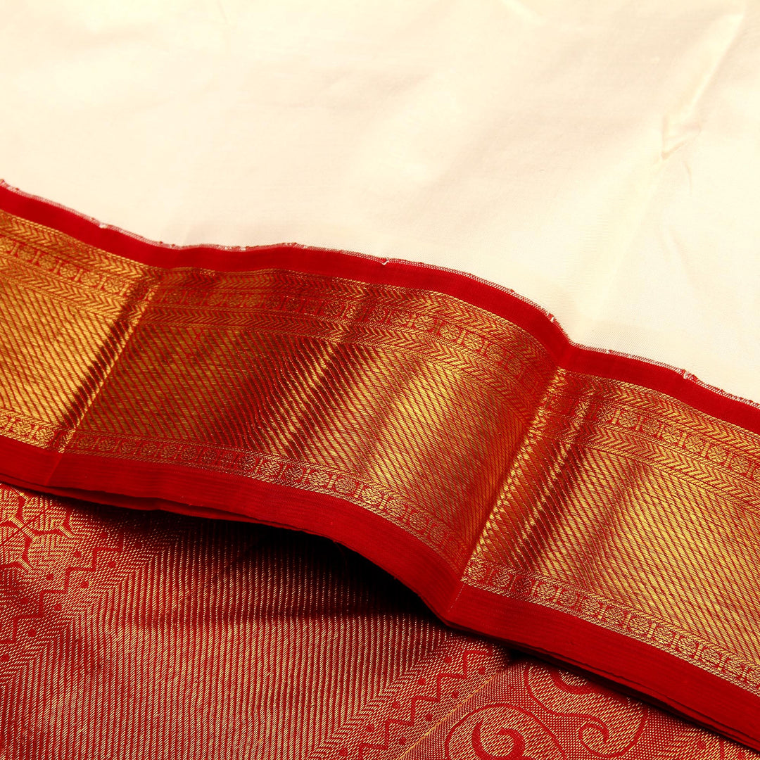 Kuberan Red White 9 Yards Silk Saree