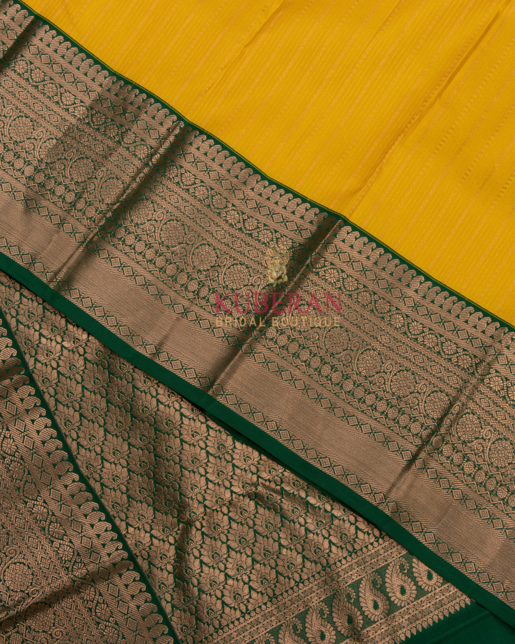 Kuberan Yellow With Green Kanchivaram Silk Saree