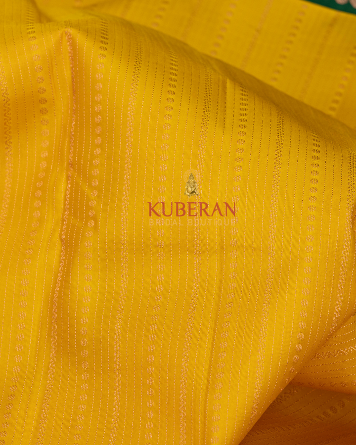 Kuberan Yellow With Green Kanchivaram Silk Saree