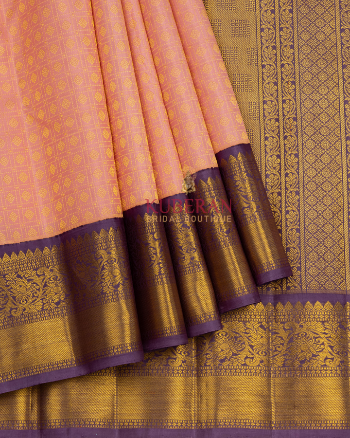 Kuberan Peach Kanchivaram Silk Saree